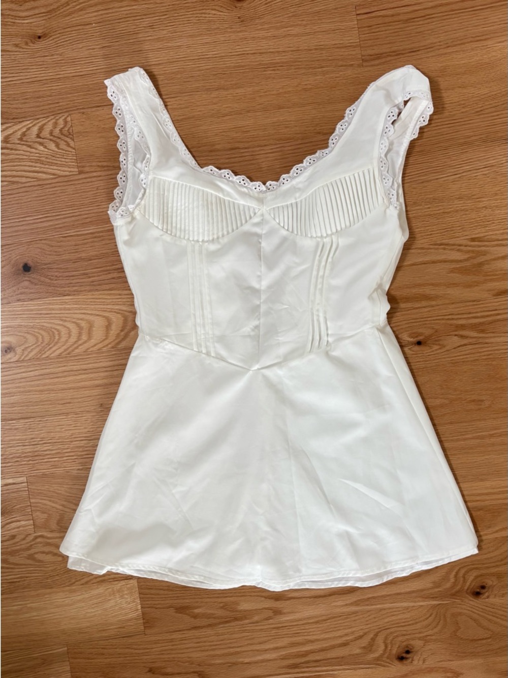 White Lace-Trim Slip Dress